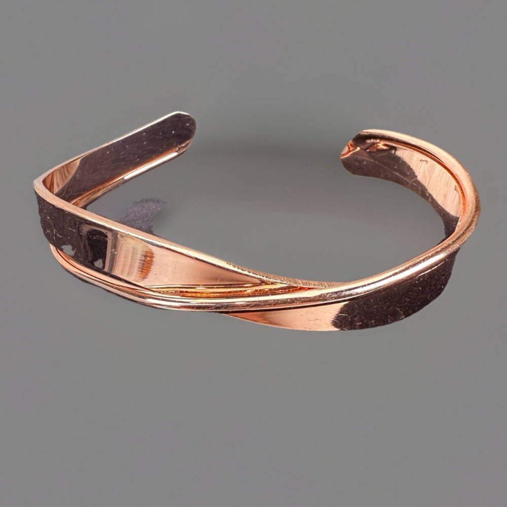 Minimalist rose goldtone, metal cuff bracelet